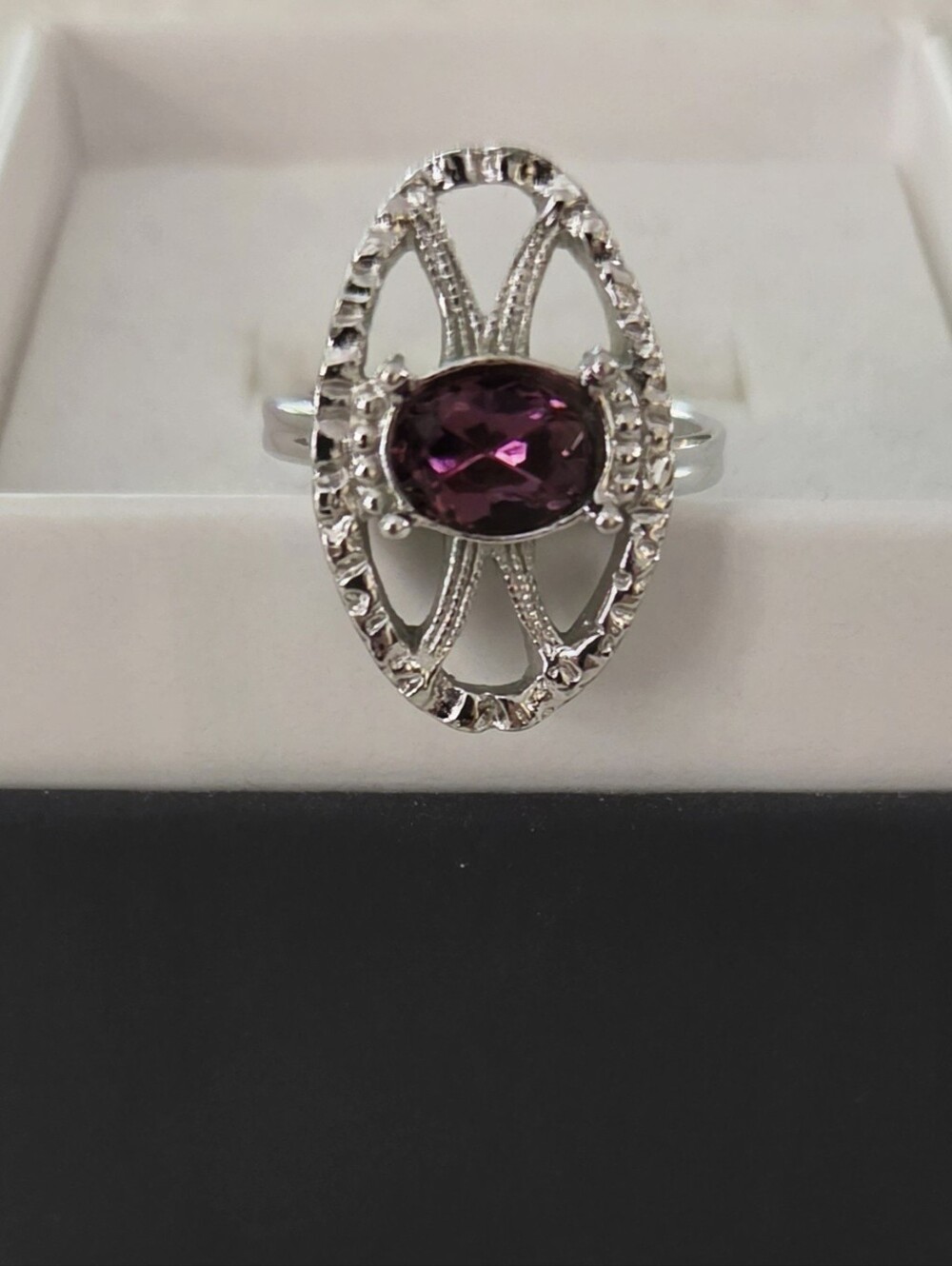 Vintage 1974 Sarah Coventry Mystique Ring - Retro Faux Amethyst Statement